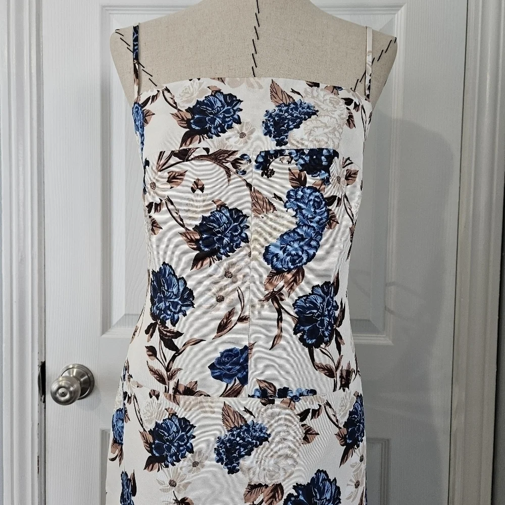Tory Burch Strap Midi Dress in Caramel Mixed Floral